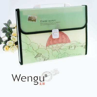 China New design 2014 fashional handled frosting expanding plastic folder bagwith closure for sale