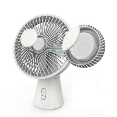 China Mini LED Fan Summer New Style Large Capacity Battery Mini Desktop Cooling Fan 3 Speed ​​Portable Rotating Fan With LED Light for sale