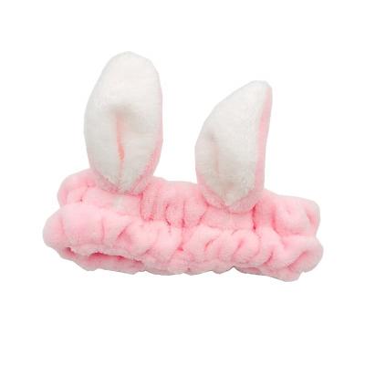 China Fashion Source Factory Customized Cute Fabric Rabbit Ears Hair Band Makeup Hair Band Shampoo Hair Band for sale