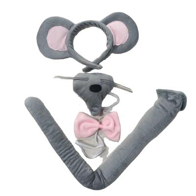 China Custom Decorative Cloth Fabric Holiday Supplies Gray Pink Cute Mouse With Bow Headband Animal Holiday Party for sale