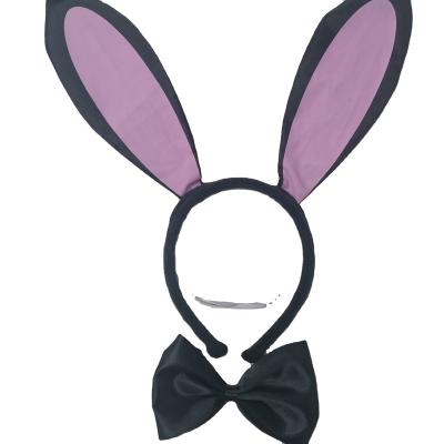 China Customizable Fabric Festival Supplies Fabric Pink Bunny Ears Bow Costume Headband Animal Holiday Party for sale