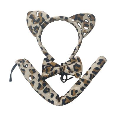 China Custom Fabric Source Factory Holiday Supplies Apparel Cloth Leopard Costume With Bow And Tail Headband Animal Holiday Party for sale