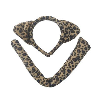 China Fabric Source Holiday Supplies Factory Customized Leopard Print Fabric Decorative Costume With Tail Headband Animal Holiday Party for sale