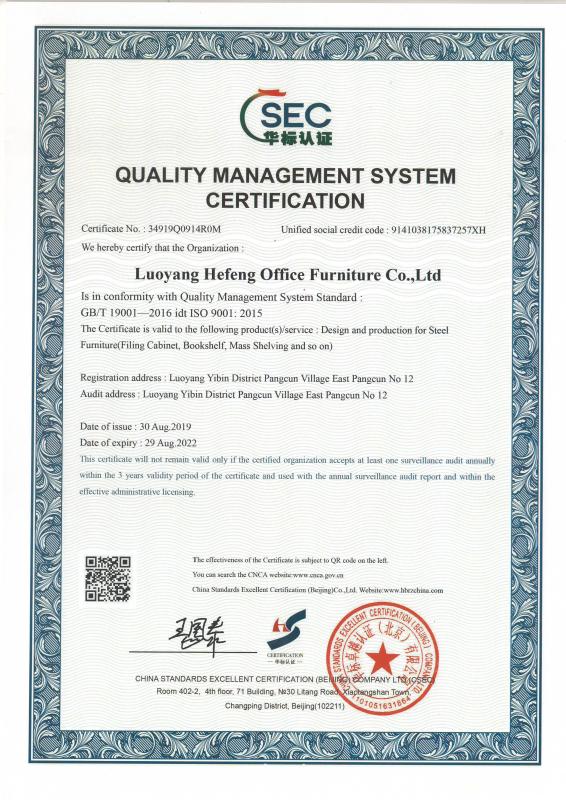 ISO9001 - Luoyang Hefeng Office Furniture Co., Ltd.