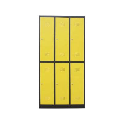 China Heavy Gauge and High Quality Cold Rolled Steel Plate 6 Door Locker Storage Cabinet with Key Lock and Padlock Metal Main Wardrobe for sale