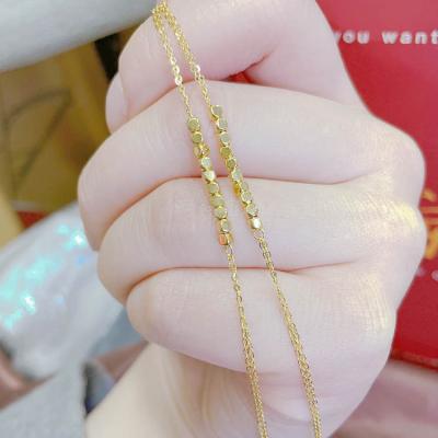 China TRENDY Xinfly Elegant Women Square 18k Solid Gold Bean Double Link Chain Bracelet for sale