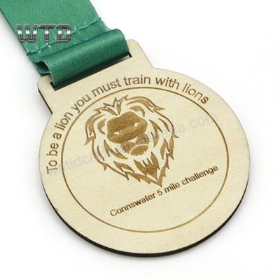 China Factory WTD Marathon Medals Eco - Friendly Medal Stand Wooden Medal With Laser Engrave Logo for sale