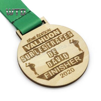 China Eco-friendly Wooden Finisher Medal 5km Marathon Wooden Medal With Laser Engrave Logo for sale