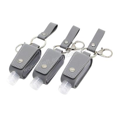 China Custom Empty Bottle Travel Accessories Metal Fashion Bracelet Leather Key Chain for sale