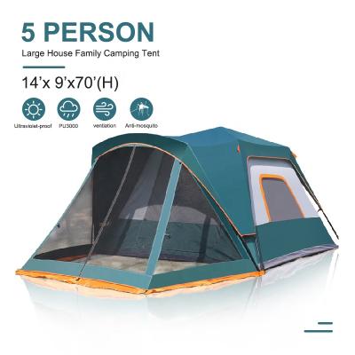 China Diagonal Tether Type 5 Person Easy Set Up Family Cabin Tent 14' x 9' x 70