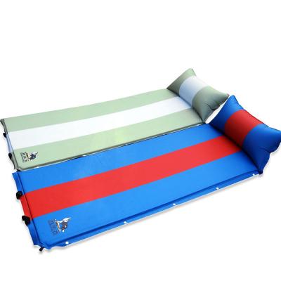 China Fishing Outdoor Lightweight Camping Mat Automatically Inflatable Foldable Sleeping Mat With Pillow Attached for sale