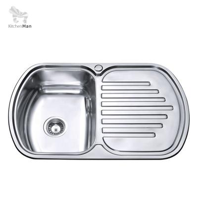 China Without Faucet Sanhe KMan RV Multifunctional Single Bowl Small Kitchen Sink With Drainer Sink Corner Kitchen for sale