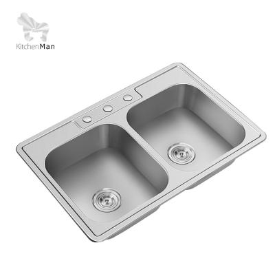 China Without Faucet Sanhe&KMan CDrawn Sink Topmount Double Bowl OEM ODM Sink Kitchen Sink for sale