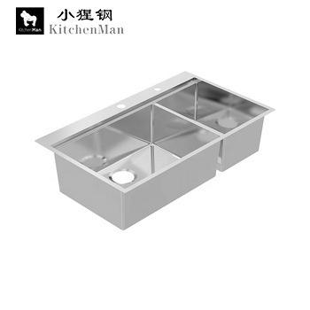 China Without faucet modern accessories brushed sink ss304 handmade double bowl basin sinks black stainless steel kitchen sink for sale