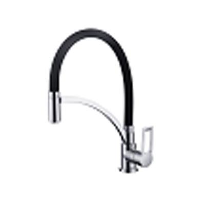 China Modern Magnetic Suction 304 Stainless Steel Hot&Cold Water Single Handle Black Kitchen Sink Faucet for sale