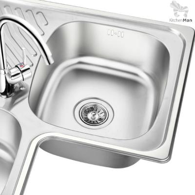 China Sanhe KMan Faucet Sans Small Pakistan Stainless Steel RV Kitchen Corner Sink Kitchen Sink With Drainer for sale