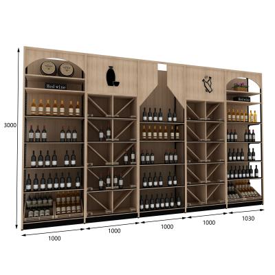 China Supermaket Factory Supply Large Red Wine Shelves Wooden Wine Bottle Display Racks for sale