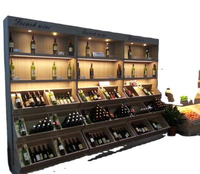 China Suitable For Outdoor Red Wine With Lighting Wooden Display / Supermarket Retail Wine Cabinets for sale