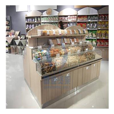 China Single Sided Metallic Supermarket Bulk Foods Display Island Shelf for sale