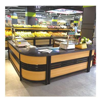 China Single Sided Wholesale Retail Store Supermarket Multifunctional Cash Checkout Desk Checkout Counter for sale