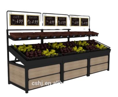 China 2 tier fruit and vegetable product display rack shelves/single-sided fruit racks fruit bin for sale