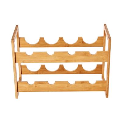 China Wholesale 8-Bottle Stackable Vertical Rack Countertop 2 Rack Kitchen Wine Rack Bamboo Wine Rack for sale