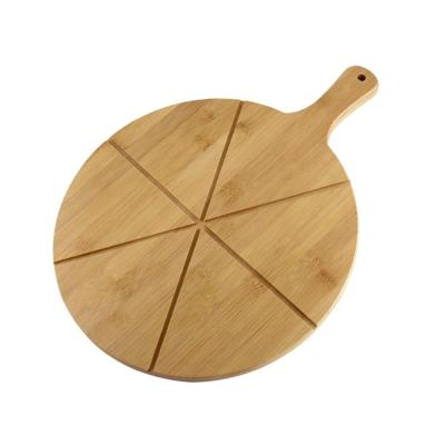 China Kitchen Tool Serving Skin Stocked Baking Paddle Separated Pizza Bamboo Wooden Board With 6 Grooves for sale