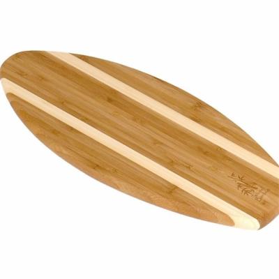 China Customized Stocked Kitchen Food Free Cutting Surfboard Shaped Surf Organic Bamboo Cutting Board for sale