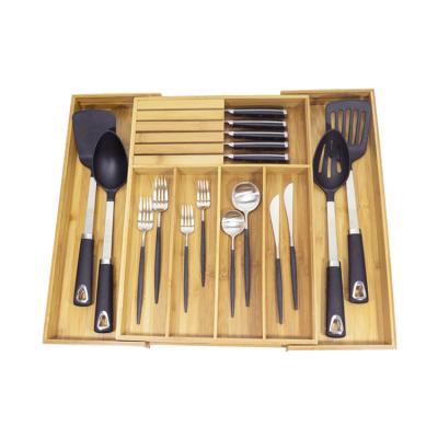 China Viable Custom Flatware Cutlery Tray Bamboo Kitchen Drawer Organizer 5 Piece Knife Divider - Expandable for sale