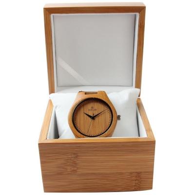 China Wholesale Morden Gift Packaging Custom Logo Household Luxury Brown Bamboo Watch Box With Pillow for sale