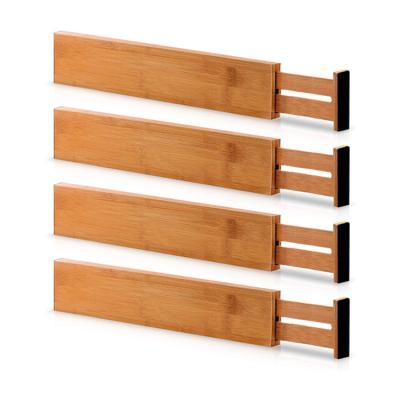 China CLASSIC Expandable Kitchen Drawer Organizer Spring Set Of 4 Adjustable Organic Bamboo Drawer Dividers for sale