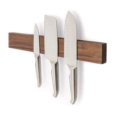 China Kitchen Custom Walnut Stocked Wooden Knife Rack Universal Strongest Strip Wood Magnetic Knife Holder For Wall for sale