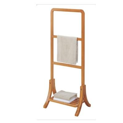 China Fashion Ladder Decorative Covering Organizer Bathroom Drying Free Standing 3 Bar Towel Shelf Bamboo Towel Rack for sale