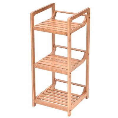 China Bathroom Corner Bamboo Towel Holder Rack Floor Standing Toilet Holder Organizer Viable Home Shampoo Rack for sale