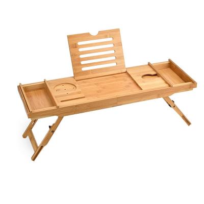 China Sustainable Home Bathroom Spa Accessories Luxury Bamboo Bath Tub Tray Tray Table Adjustable Height Legs for sale