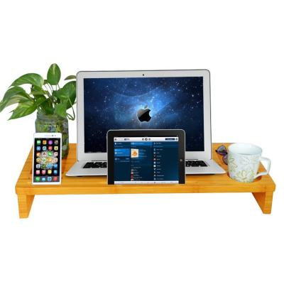 China Bamboo Multi Monitor Stand Laptop Shelf Riser Multifunctional Household Monitor Stand Desktop Storage Organizer for sale