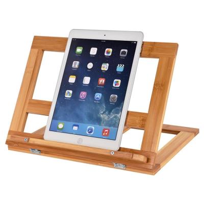 China Multifunctional Bamboo Wooden Universal Portable Height Adjustable Book Stand Stand Folding Bookends for Ipad Cookbook Music Notebook for sale