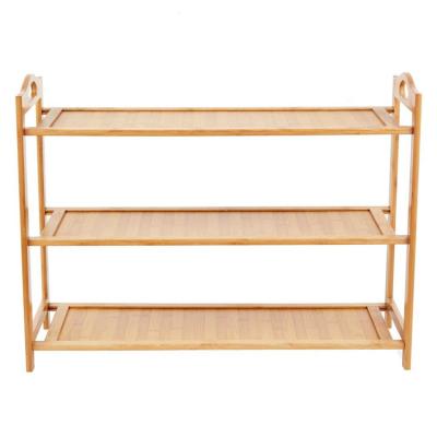 China Adjustable Floor (Height) Standing 3 Tier Display Organizer Shelf Bamboo Shoe Storage Cabinet Shoe Rack Designs Wood for sale