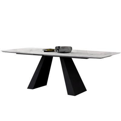 China Knock Down ITALIAN MARBLE DINING TABLE WITH BLACK POWDER COATED FINISH for sale