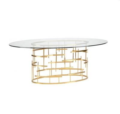 China Knockdown Clear Glass Table Oval Dining Table For 6 for sale