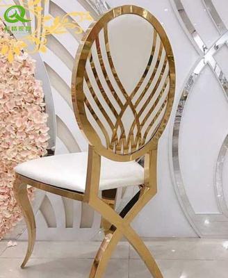 China Modern Top Quality Hotel Wedding Furniture Gold Stainless Steel Wedding Chairs Banquet Chairs for sale