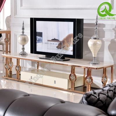 China Modern Luxury Modern Living Room Furniture Stainless Steel TV Stand for sale