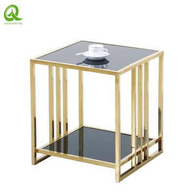 China Wholesale Supplier Square Coffee Table Black Tempered Glass End Table Easy To Clean for sale