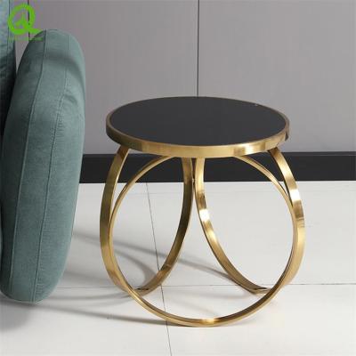 China Wholesale Modern Easy Clean Tempered Glass Stainless Steel Table Low Side End Table for sale