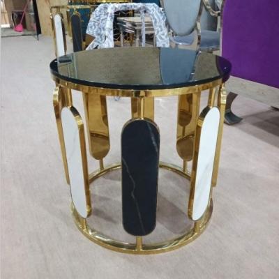 China Semi-Assembled Mavies Rose Gold and Marble Side Table for sale