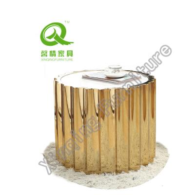 China Half-assembled elegant round side wedding table stainless steel for sale