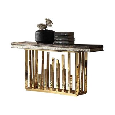 China Semi-Assembly Style Modern American Luxury Marble Stone Upper Entry Console Table for sale