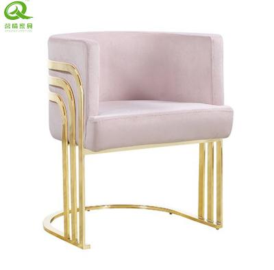 China Beauty Chair Salon Furniture Gold Stainless Steel Chair Customized Modern Fabric Armchair for sale