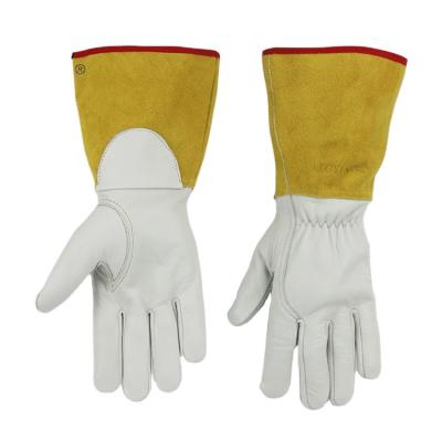 China Comfortable Wholesale Safety Welding Long Cuff Heat Resistant Cowhide Leather Hand Gloves For Work for sale