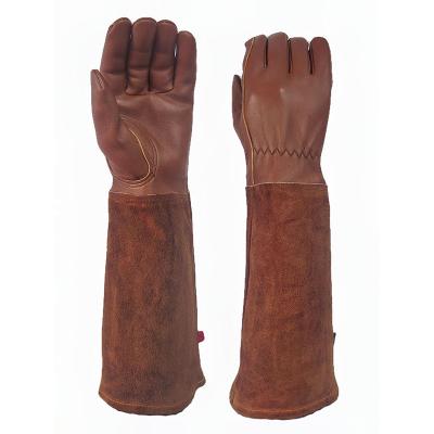 China Fantastic Quality Cut-Resistant China Extended Natural Sheepskin Brown Gardening Planting Electric Welding Safety Gloves for sale